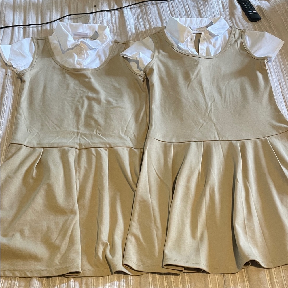 Stylish Tan Kids Dress - Picture 2 of 4